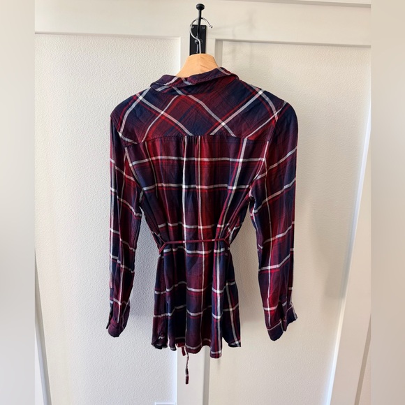 Isabel Maternity by Ingrid & Isabel Red and Navy Plaid Top - Picture 2 of 9